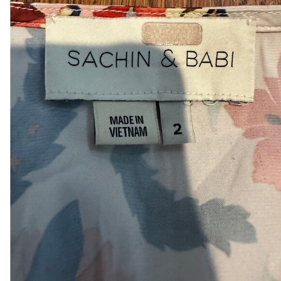 Sachin & Babi Faux Wrap Floral Peplum Blouse Women’s Size 2 – Designer Top - Picture 5 of 9